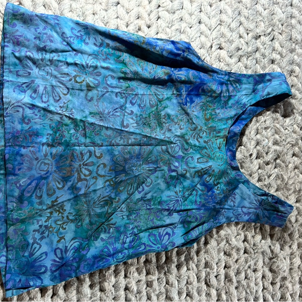 Blue and Green Sleeveless Top